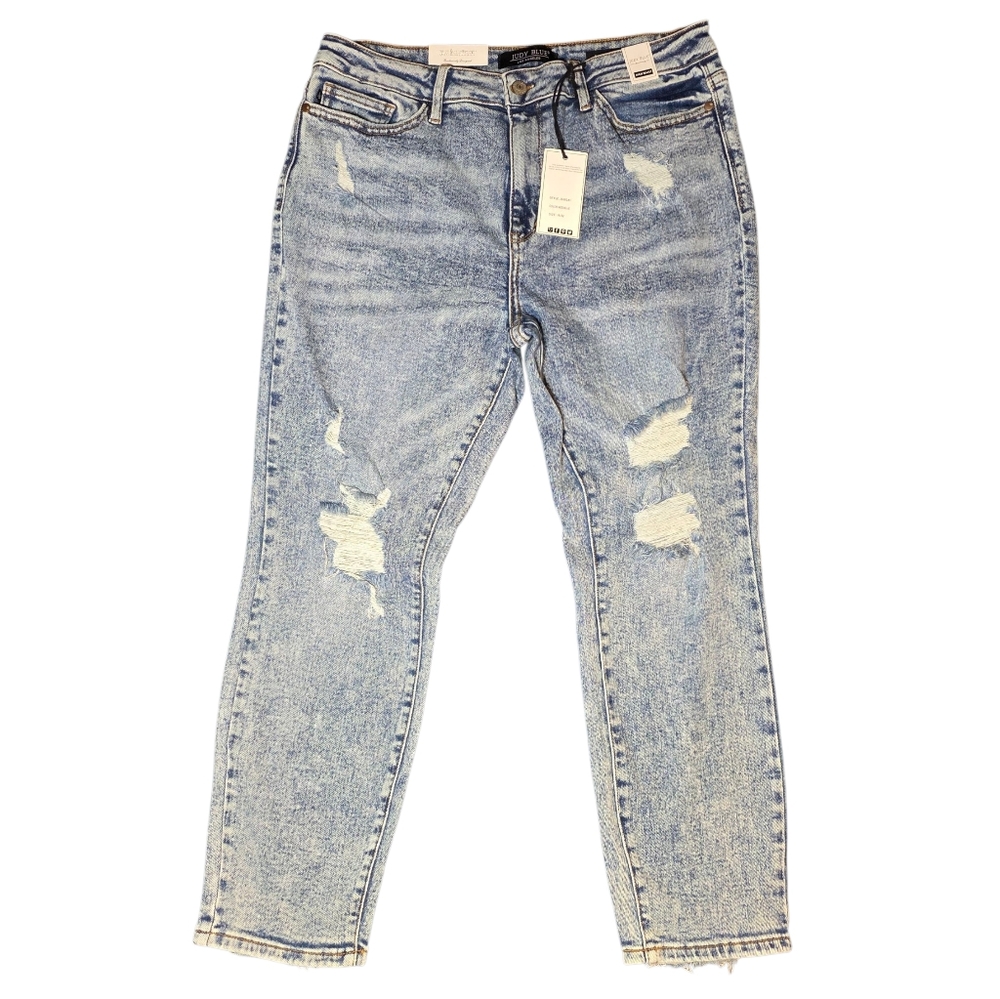 NWT JUDY BLUE Acid Wash High Rise Boyfriend Jeans, Size 15/32 88281